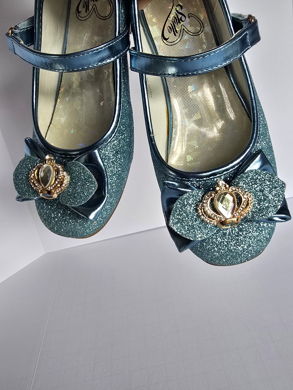 13T Stelle Crown Blue Glitter Mary Jane Dress Shoes Frozen Elsa
